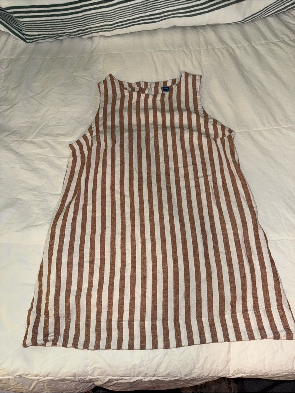 Old Navy Brown and White Striped Sleeveless Mini Dress